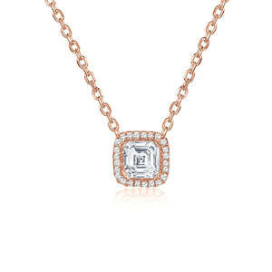 Rock & Divine Perfect Square Diamond Necklace in 18K Rose Gold F VS2 0.72 CTW